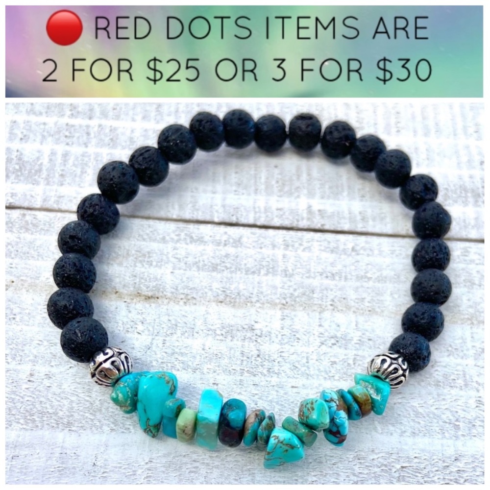 🔴 genuine turquoise gem chips & lava rock